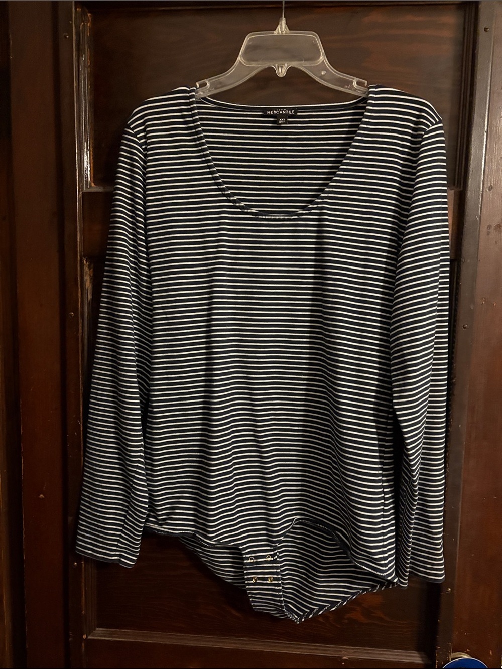 J. Crew Black & White Striped Long-Sleeve Scoop Bodysuit
